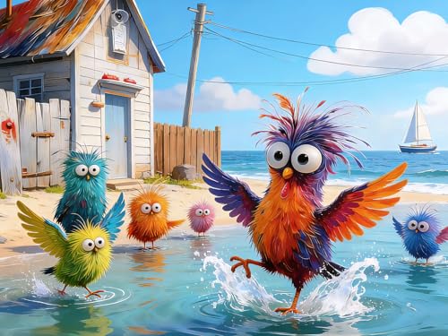 500 Piece Puzzles for Adults - Beach Birds Coastal Jigsaw Puzzles | Challenging Puzzle for Seniors Family Game, 1:1 Reference Poster & Letters on Back, 20.47"x14.96" Home Wall Decor Gift - color: Beach Birds