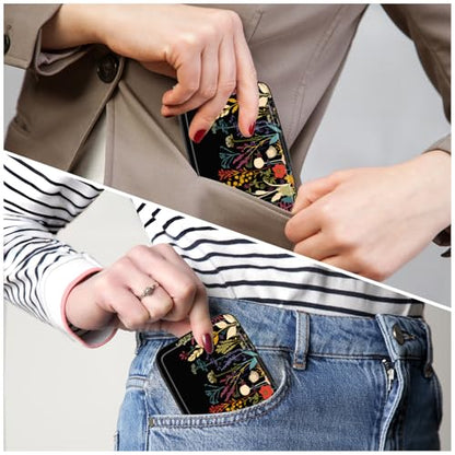 Card Holder Credit Cards Holder for Women RFID wallet women Business Card Holder Wallet Mini Aluminum Card Wallet RFID Blocking Slim Metal Hard Card for Women, Beautiful Flowers and Plants - color: Beautiful Flowers and Plants
