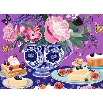 500 Piece Jigsaw Puzzles for Adults, Elegant English Tea Party Puzzles, Fun and Challenging Puzzle for Family Time, Relaxing Gift for Adults,Seniors, Age 12+, 20.5 x 15 in - style: VASE