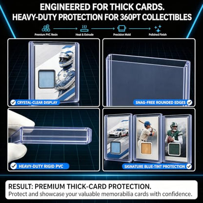 DEDC 50 Top Loader Thick Card Load Holder Storage for Trading Cards Sports Sleeves Hard Plastic 360 Point Protective Toploaders 3"x4" Rigid Memorabilia Collectibles - size: 360pt