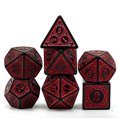 DND Dice Set-D&D Polyhedral Dice (7 Pcs) with Leather Dice Bag for Dungeons and Dragons Role Playing Dice Games RPGs (Red with Black Edge) - color: Dice- Red With Black Edge
