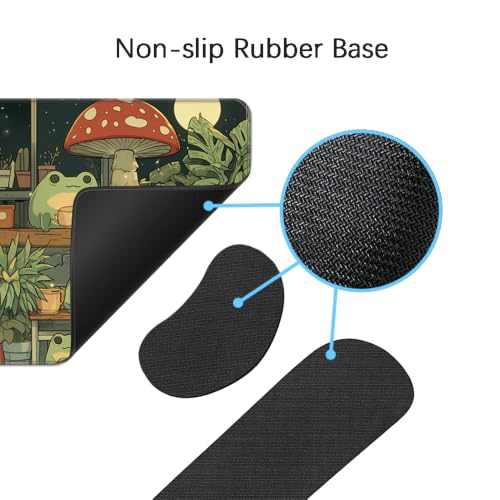 Desk Mat, Large Gaming Mouse Pad with Wrist Rest, 4 in1 XXL Mouse pad+Keyboard Wrist Rest+Mouse Pad Wrist Support+Cup Coaster Set, Ergonomic Desk Pad for Home Office,Cute Frog - color: 91
