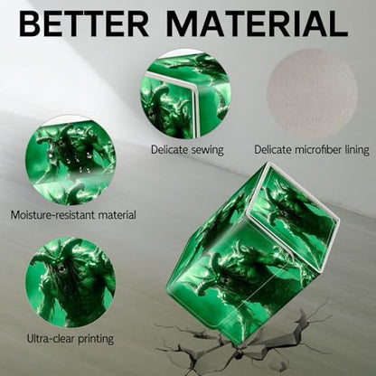 Trading Card Storage Box, Holds 100+ for MTG Cards, PU Leather with Magnetic Closure, Green Demon Creature Durable Deck Box for Magic the Gathering, Trading Card Games - color: Green Demon Creature
