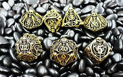 Metal DND Dice Set Skull Dungeons and Dragon Dice Set Hollow Polyhedral Magic 7 PCS Dice Set with Gift Metal Box for Dungeons and Dragons Table Games Play Cards MTG(Skull_Ancient Bronze) - color: Skull_ancient Bronze