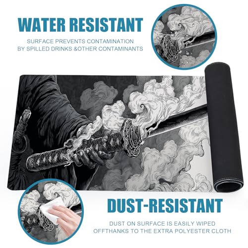 Gaming Large Mouse Pad, Japanese Samurai Sword Desk Mat, Big Mousepad Non-Slip XL Extended Laptop Computer Keyboard Mat for Gamers, Office&Home, 31.5x11.8in, Black and White - color: Sword