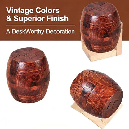 Wooden Brain Teaser Puzzles for Adults - Challenging 3D IQ Logic Games for Teens 14+, Stress Relief Desk Toys & Office Decor, Unique Gifts for Men, Women, Seniors (Barrel) - style: Barrel