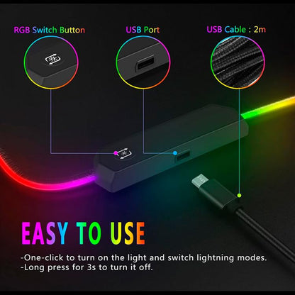 RGB Gaming Mouse Pad,13 Colors Led Light RGB PC Large Gaming Desk Mat, Non-Slip Rubber Based with Waterproof Coating Big Mouse Pad 31.5X11.8 in