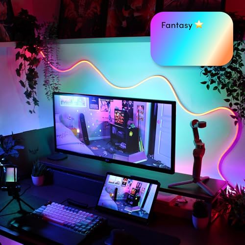 LIFX Supercolor Neon Flex Light Strip, 16ft Bendable RGBW LED Smart Neon, 60 Addressable Color Zones with Polychrome, Wi-Fi No Hub Required, Compatible with Alexa, Google, Apple HomeKit, LFXNEON16 | Matter Certified, Apple Homekit, WiFi 2.4GHz, Polychrome