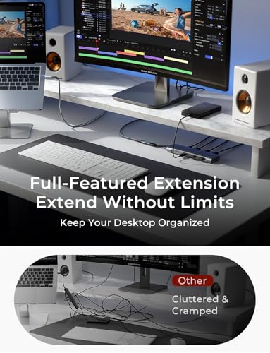 AINOPE USB C Extension Cable 6.6FT/20Gbps/240W/4K@60Hz USBC Extension Cable | 20Gbps/240W Fast Charging & Sync 4K@60Hz USB 3.2 Male to Female Cable for PSVR2, Hub, MacBook, Magsafe Charger, iPhone - color: Grey, size: 6.6FT