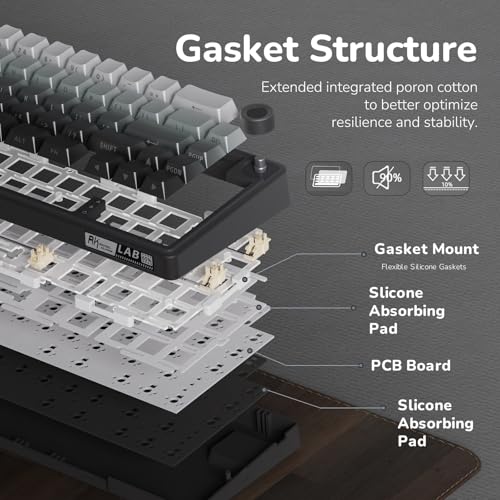 RK ROYAL KLUDGE R65 Wired Gaming Keyboard with Volume Knob, 60% Percent RGB Backlit Mechanical Keyboard, Side Printed PBT Keycaps, QMK/VIA, 66 Keys Hot Swappable Beige Switch, Gradient Black - color: Gradient Black