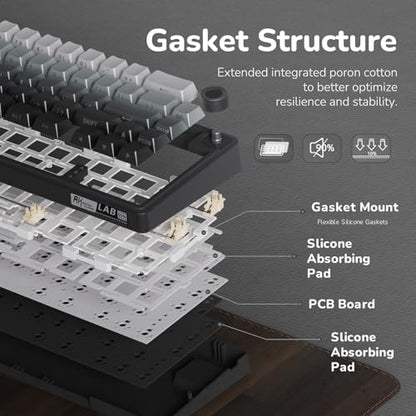 RK ROYAL KLUDGE R65 Wired Gaming Keyboard with Volume Knob, 60% Percent RGB Backlit Mechanical Keyboard, Side Printed PBT Keycaps, QMK/VIA, 66 Keys Hot Swappable Beige Switch, Gradient Black - color: Gradient Black