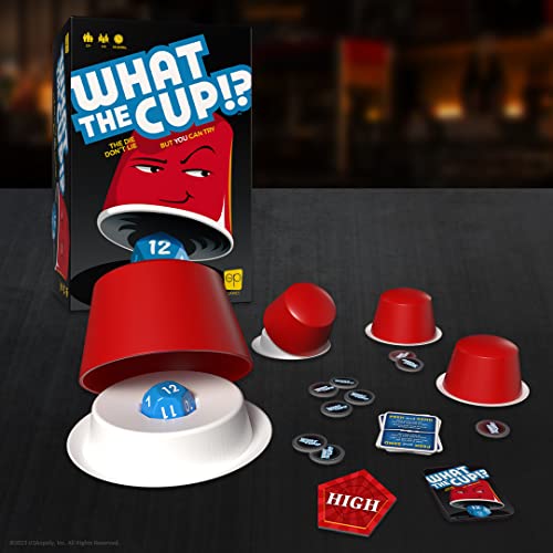 What The Cup!? | Social Bluffing Dice Game | Featuring Handheld Dice Cups & D12 Dice | Spy, Swap, Steal The Winning Cup | 3-6 Players, Ages 12+