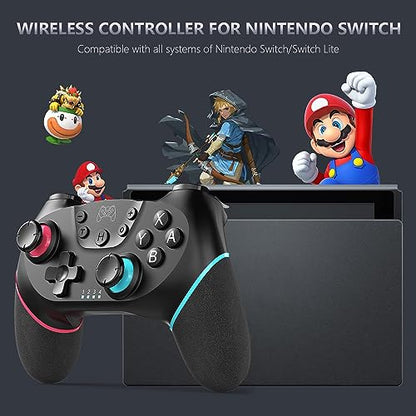 ASTARRY Switch Controller Wireless Switch Pro Controller Compatible with Switch/Switch 2/Lite/OLED Programmable Remote Gamepad Joystick with Wake-up and Turbo（Upgraded Version） - color: Red and blue