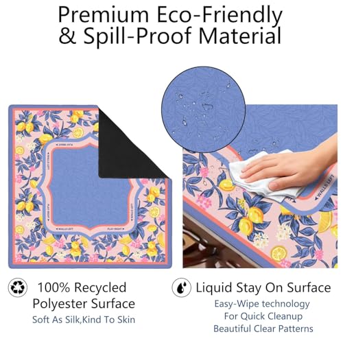 Purple Mahjong Mat for Table, 31.5 * 31.5in Anti Slip Mahjong Table Cloth, Noise Reduction, Neoprene Mah jongg Mat with Carrying Bag & 3 Dices, Poker Board Tile Games Mats, Lemon Tree 2 - color: Lemon Tree2