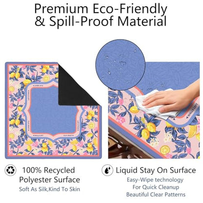 Purple Mahjong Mat for Table, 31.5 * 31.5in Anti Slip Mahjong Table Cloth, Noise Reduction, Neoprene Mah jongg Mat with Carrying Bag & 3 Dices, Poker Board Tile Games Mats, Lemon Tree 2 - color: Lemon Tree2