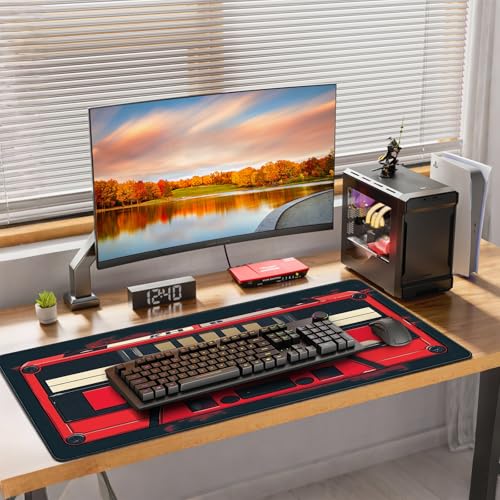 Retro Cassette Tape Design Mouse Pad, 35.4 x 15.7 Inches Gaming Desk Mat with Non-Slip Base for Home Office School Business - color: Retro Cassette Tape