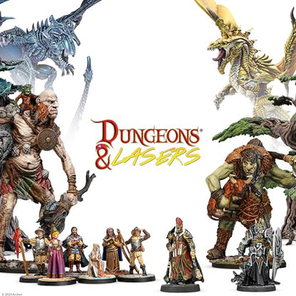 Dungeons & Lasers Mimic Dragon Miniature Figure - Tall 5" Height with Scenic Base - 5E Compatible for use with DND and Tabletop RPG Games - Highly Detailed and Unpainted