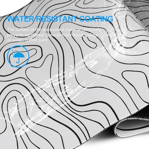 Gaming Mouse Pad, Large Pad with Non-Slip Rubber Base, Waterproof Mousepad with Stitched Edges, XXL Computer Long Keyboard Mouse Mat for Gamer, Office & Home, 31.5" x 15.7", White Black Lines - color: White Black Lines, size: 31.5 inches x 15.7 inches