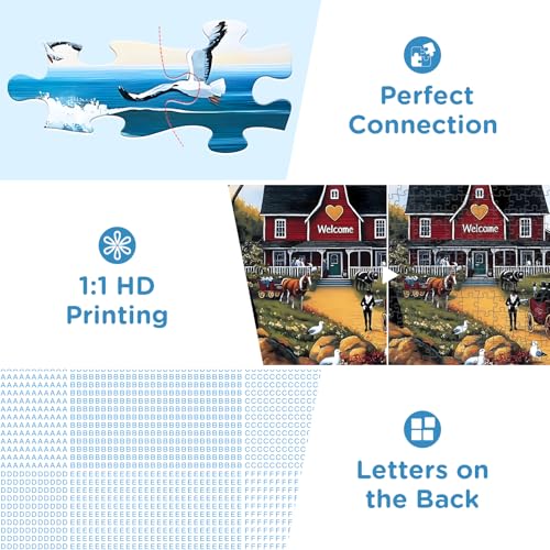 Jigsaw Puzzles for Adults 500 Pieces, Seagull Carriage Thick Cardboard Adult Puzzles, Challenging Yet Relaxing Adult Puzzles 500 Pieces, Glossy Sturdy Vibrant Puzzle Great Gift for Family Friends - style: Seagull