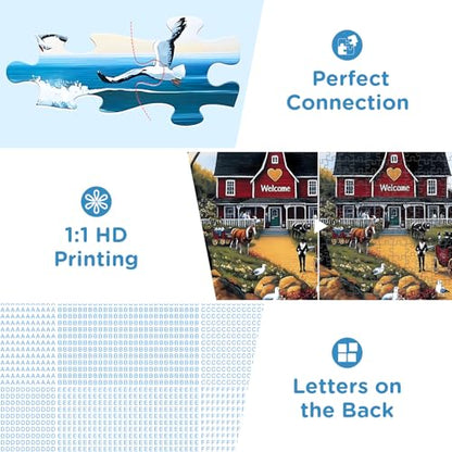 Jigsaw Puzzles for Adults 500 Pieces, Seagull Carriage Thick Cardboard Adult Puzzles, Challenging Yet Relaxing Adult Puzzles 500 Pieces, Glossy Sturdy Vibrant Puzzle Great Gift for Family Friends - style: Seagull