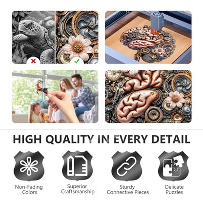 Wooden Puzzles for Adults, Mechanical Brainstem Wooden Jigsaw Puzzles, Flat Puzzle with 3D Visual Effect, Brain Wood Puzzles Adult, Unique Shape Wall Art Canvas Puzzle Gift (L-13.4 * 12.6in-250Pcs) - color: Mechanical Brainstem, size: Large