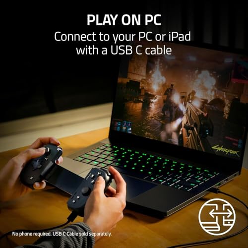 Razer Kishi V2 Gaming Controller for Android & iPhone 15 Series (USB C): Console Quality Controls - Stream PC, Xbox, PlayStation Games on Phone, Mobile - Passthrough Charging - Virtual Controller Mode (Renewed)