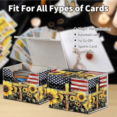 Stylish MTG Deck Box for 110+ Cards, Magnetic Commander Deck Case with Bonus Game Card Pouch, Durable Storage for TCG and Sleeved Magic Cards, American Flag - color: American Flag