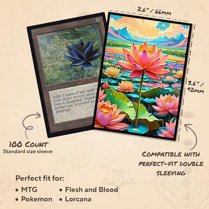 Lotus - MTG Card Sleeves, 104ct, Standard Size, Textured | Perfect for Double Sleeving, Smudge Resistant Matte Back, Standard 66x92mm - Compatible with Magic The Gathering & TCG Cards - color: Amt Lotus, size: Textured