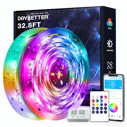 DAYBETTER Outdoor Led Strip Lights Waterproof, Smart LED Lights Work with Alexa and Google Assistant, WiFi App Control DIY Multiple Color Changing Lights Music Sync, LED Lights for Bedroom 32.8 ft - size: 32.8ft