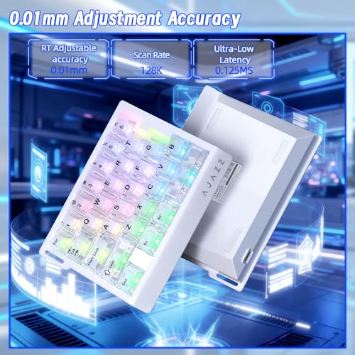 AK029 Wired 29 Keys One-Handed RGB Gaming Keyboard with 8000HZ,0.01mm RT Magnetic Switches Adjustable Actuation,Hotswappable Mechanical Keyboard,Aluminum Plate,Web Driver for Gamers-Transparent White - color: White Transparent