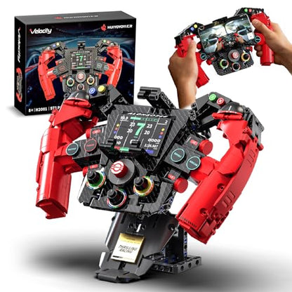 F1 Racing Steering Wheel Building Set,Mechanical Sim Driving Wheels-971 PCS | Compatible with LEGO F1 Merchandise, Concept Red Model Collectible Gift for Teens Boys 10+ Adults - color: Red