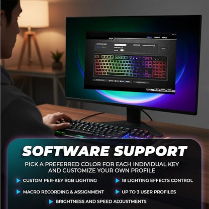 TECWARE Phantom+ 87 Mechanical Gaming Keyboard | RGB LED Backlit | Hot Swappable Wraith Red Switches | 87 Key TKL Layout | Thocky Sound Profile | Detachable USB-C Wired | Black - color: Red Switch