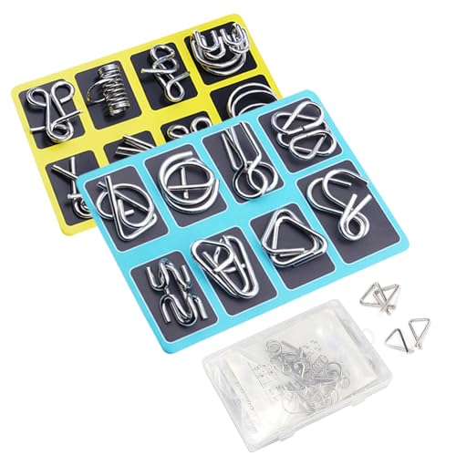 Metal Brain Teaser Puzzles Ring, 3D Interlocking Metal Wire IQ Logic Game, Challenging Iron Ring Puzzle for Adults, Educational Party Favor Travel Thinking(Type 1)