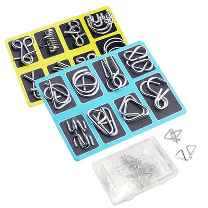 Metal Brain Teaser Puzzles Ring, 3D Interlocking Metal Wire IQ Logic Game, Challenging Iron Ring Puzzle for Adults, Educational Party Favor Travel Thinking(Type 1)