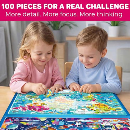 QUOKKA Magnetic Puzzles for Kids Ages 4-6 – 100 PCS Magnetic Puzzle Book for Toddlers 3-5 – 2 Puzzles & 2 Spot The Difference Maps – Search & Find Travel Games – Space, World Map Toddler Travel Toys - color: Maps 100pcs