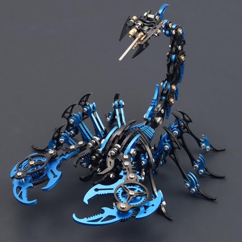 3D Metal Puzzles for Adults, Scorpion 3D Metal Model Kits to Build DIY Colorful 3D Puzzle Ornaments for Adults,Teens Birthday Christmas - color: Blue and Black