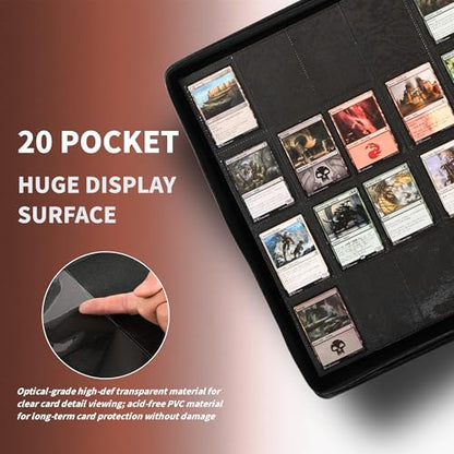 2000 Pockets Trading Card Binder, 20-Pocket Card Ablum Compatible with MTG,Sports Cards & Other Standard Size Trading Card (GREEN) - color: 20 Pocket Green