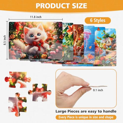 6 Pack 20 Large Piece Jigsaw Puzzles for Seniors with Dementia,Alzheimers Products for Elderly│Easy Memory Games, Cognitive Activities and Gifts for Patients in Nursing Homes(Landscape) - style: landscape
