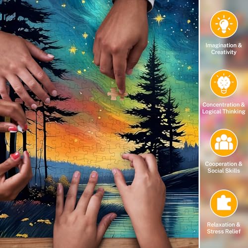 Northern Lights Puzzles for Adults 1000 Pieces, Aurora Borealis Nature Landscape 1000 Piece Puzzle for Adults, Impossible Difficult Hard Fun Jigsaw Puzzles 1000 Pieces