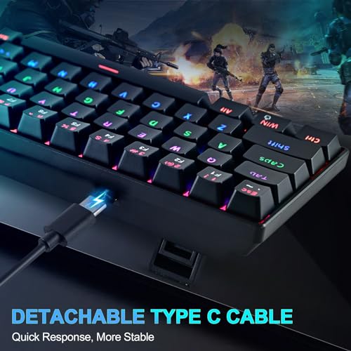 RaceGT Wired Mechanical Gaming Keyboard - 67 Keys Ultra-Compact Mini Keyboard, Wired USB Keyboards, Multi Color RGB Illuminated LED Backlit for PC Gamer Computer Desktop (Black)…