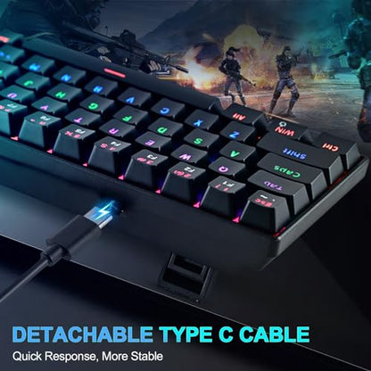 RaceGT Wired Mechanical Gaming Keyboard - 67 Keys Ultra-Compact Mini Keyboard, Wired USB Keyboards, Multi Color RGB Illuminated LED Backlit for PC Gamer Computer Desktop (Black)…