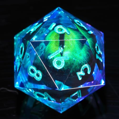 Beholder'S Eye D20 Dice Dragon Eye D&D 22MM Single with 20 Sided Resin Sharp Edge - color: D20-green Purple