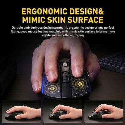 DAREU A950 Wireless Gaming Mouse with RGB Charging Dock,88g Lightweight Programmable Tri-Mode Wireless Mouse Gaming, Up to 12K DPI,1000Hz,120Hrs Playtime with RGB Backlit, Great for PC, Mac - color: Black