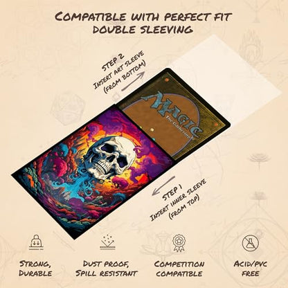 Psychedelic Skull 8 - MTG Card Sleeves, 104ct, Standard Size | Perfect for Double Sleeving, Smudge Resistant Matte Back, Standard 66x92mm - Compatible with Magic The Gathering & TCG Cards - color: Psychedelic Skull 8