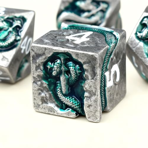 RULE DICE Serpent's Cunning DND Dice Set - Metal Dungeons and Dragons Dice for Players & DMS - Balanced Polyhedral D&D Dice, Unique D and D Gift for GMS and Players - color: Ld-antique Nickel