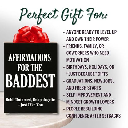 Isaac Liev Affirmation Cards for Women & Men – 50 Baddass Positive Motivational Inspirational Deck Quotes – Mindset- Cool Gifts for Him & Her, Best Friend, Coworkers, Office & Birthday - style: Baddest Affirmation