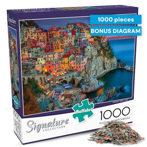 Buffalo Games Peter Stewart, Cinque Terre, 1000 Piece Adult Jigsaw Puzzle | Cinque Terre Seaside Scene, Poster Included, Precision-Cut Pieces, Made in USA, Thicker Board