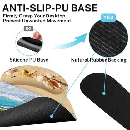 Britimes Beach Tropical Coastal Keyboard Mouse Pad Set Ocean Seashell 4in1 Large Mousepad+Keyboard Wrist Rest+Mouse Wrist Rest+Coaster Ergonomic Design for Home Office Computer 35.4x15.7 inches - color: Beach Tropical Coastal