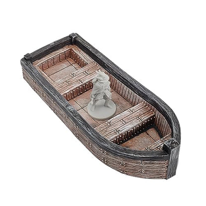CZYY Fantasy Skiff Miniature, Resin Boat Terrain for Tabletop RPGs | Compact Resin Scatter Terrain, Rowboat Design, Fits Battle Mats & Miniatures, For Wargames, Treasure Hunts & Sea Adventures