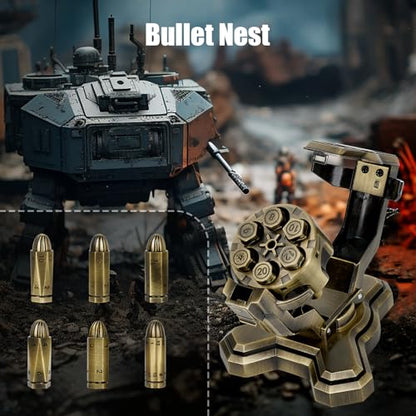 WFIGHT Revolver Dice Bullet Nest Dice Set for DND - 6 Zinc Alloy Bullet Polyhedral Dice in Spinning Cylinder Case, RPG Metal Gaming Accessory Gift (D4, Bronze) - color: Bronze, style: D4